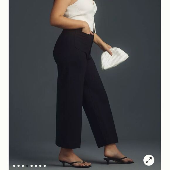 NEW Anthropologie Maeve The Colette Ponte Crop Wide-Leg Pants Size 24W black - Picture 2 of 13